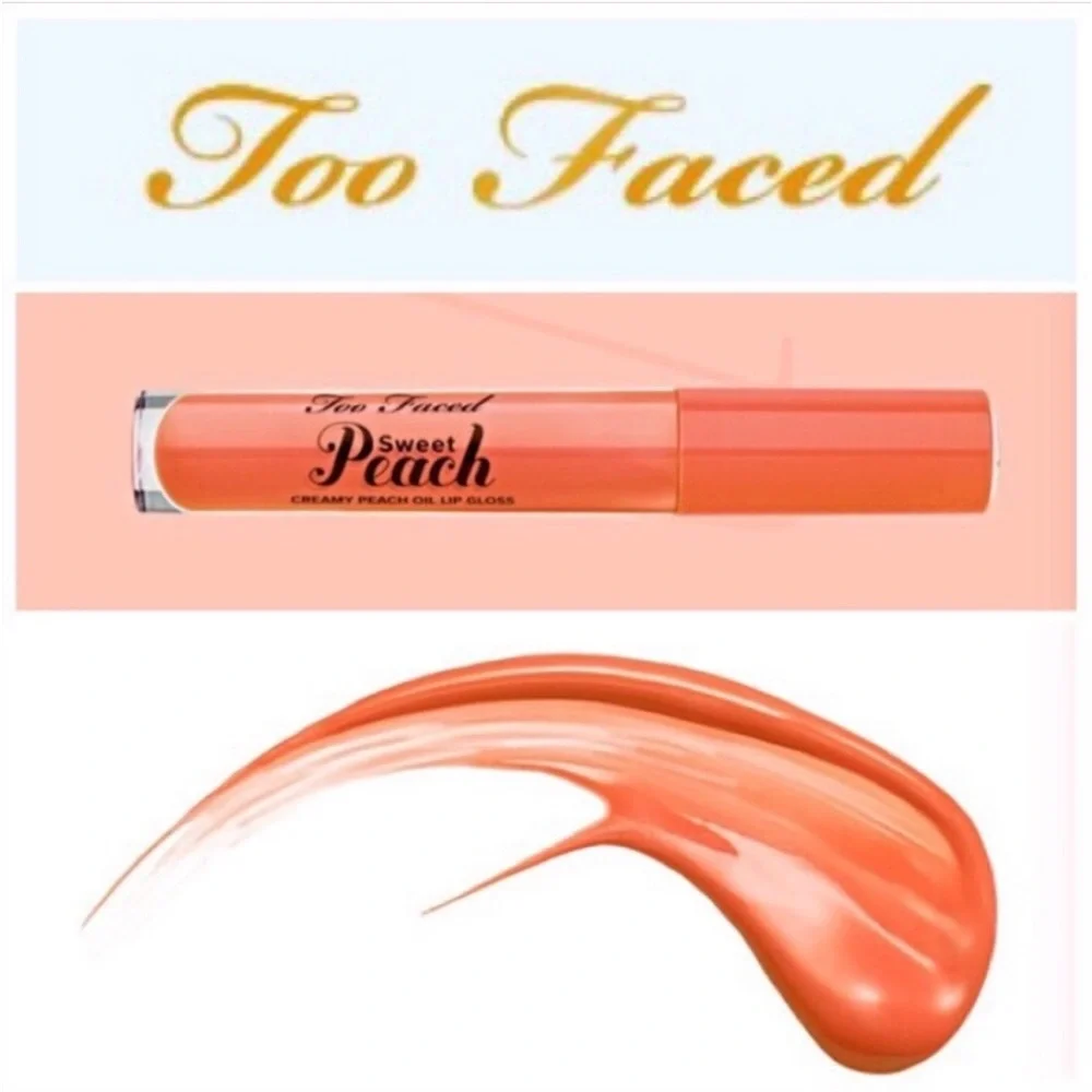 Too Faced Sweet Peach Creamy Peach Oil Lip Gloss NWT NIB in Poppin Peach Full sz